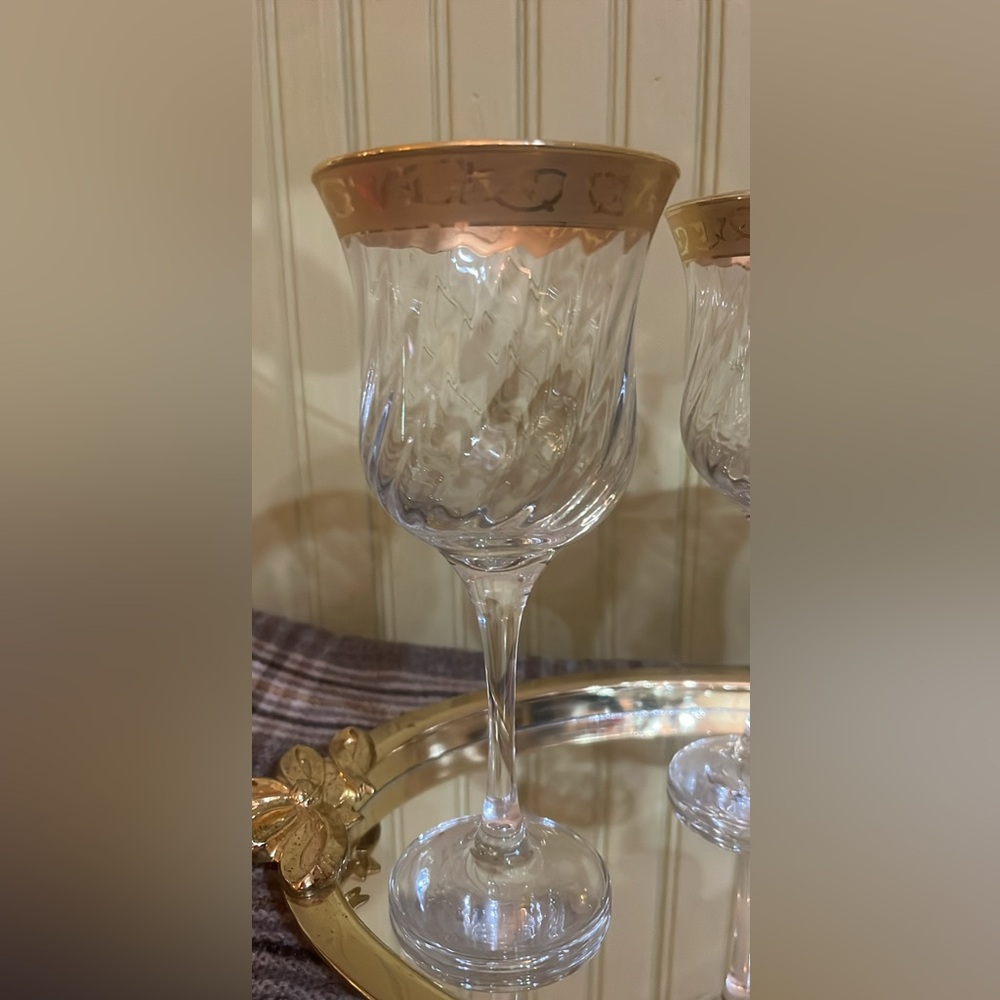 Set of Vintage Goblets 24kt Gold Rims 3 - Picture 3 of 5